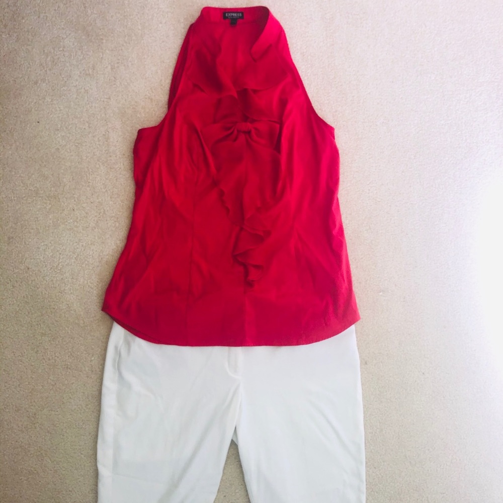 Express pink Sleeveless tank with ruffles